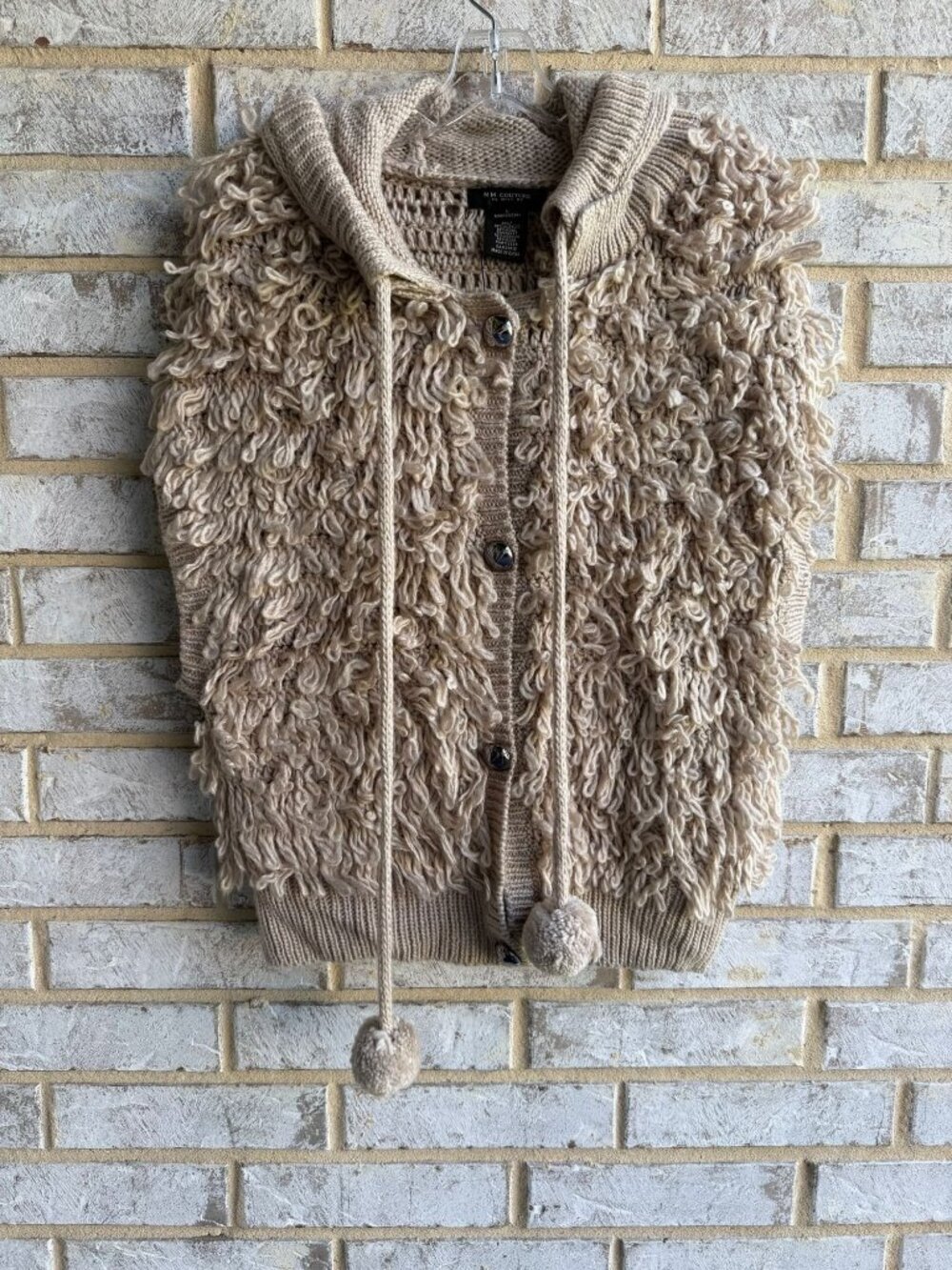 MM Couture by Miss Me Sleeveless Snap Button Front Hooded Sweater Size L